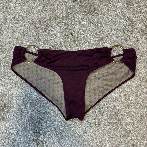 Y2K Vintage Victoria's Secret Bikini Bottom Medium Plum Low Rise O-Ring McBling - Picture 1 of 6